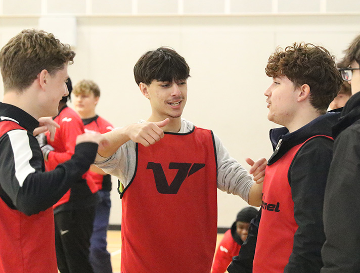 students in the Sports Hall