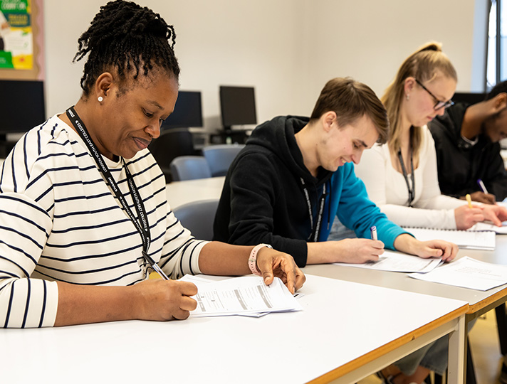 Students working in the classroom